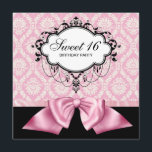 Rosa Black Damask Sweet 16 Födelsedagsfester Inbjudningar<br><div class="desc">Rosa,  svart damm,  sweet sixteen födelsedagsfest inbjudan.</div>