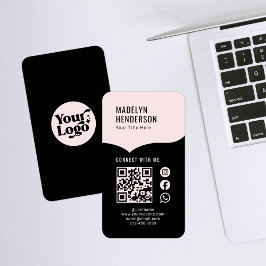 Rosa Black Digital Connect QR-kod Social Media Visitkort