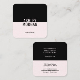  Rosa Black Elegant Minimal Modern Chic Plain Fyrkantigt Visitkort