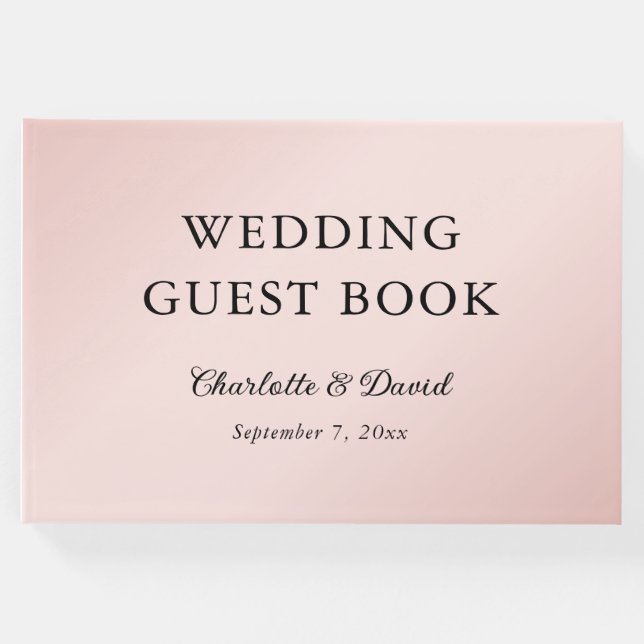 Rosa Black Elegant minimalistisk Bröllop Gästböcker (Framsida)