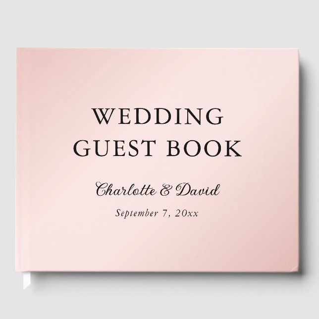  Rosa Black Elegant minimalistisk Bröllop Gästböcker (Framsida)