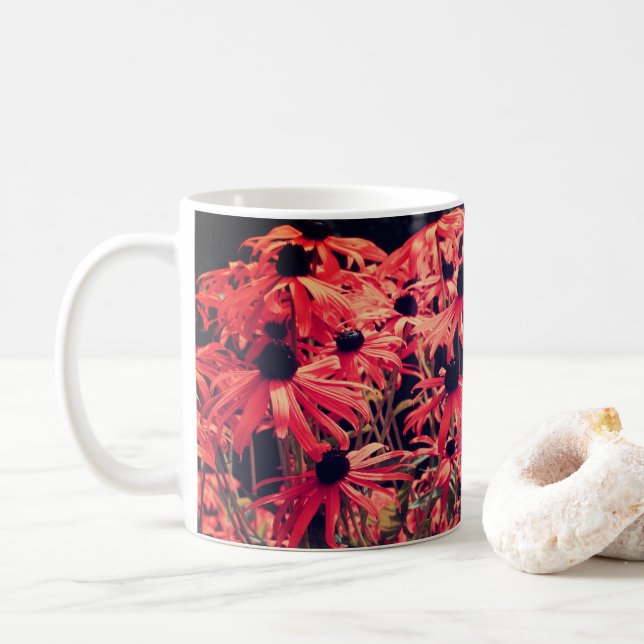Rosa Black Eyed Susan Blommigt Art Kaffemugg (Med munk)