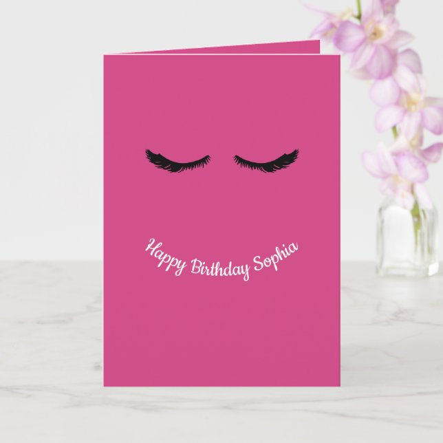 Rosa Black Eyelash Glam Personlig Birthday Kort (Orkide)