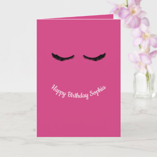 Rosa Black Eyelash Glam Personlig Birthday Kort
