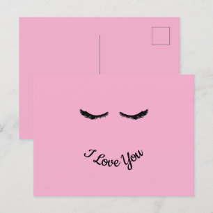 Rosa Black Eyelash Glam Personlig Vykort