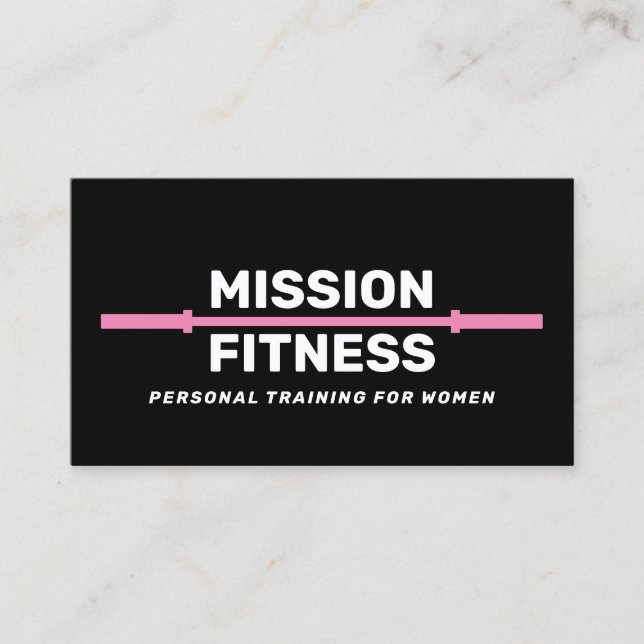 Rosa Black Female Fitness Personal Trainer Visitkort (Framsida)