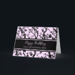 Rosa Black Flowers Wife Birday Card Kort<br><div class="desc">Söt och omtänksamt hälsningskort för fru med rosa och svart körsbärstexter och handskrivna blommar från stil.</div>