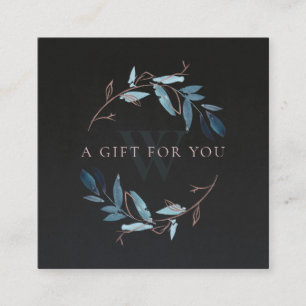 ROSA BLACK FOLIAGE INITIAL WREATH GIFT CERTIFICATE FYRKANTIGT VISITKORT
