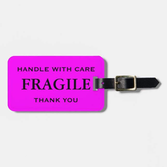 Rosa Black Fragile Handle med Care Tack Bagagebricka (Horisontell Framsida)