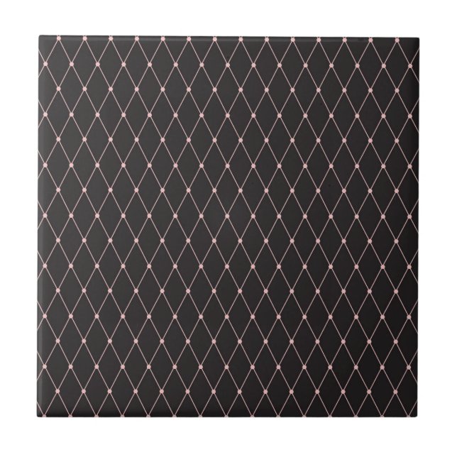 Rosa Black Geometric Rhombuses Finare Harlequin Kakelplatta (Framsidan)