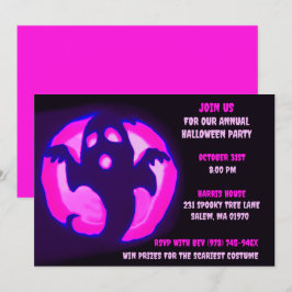 Rosa Black Ghost Spooky Halloween Ghoarly Party Inbjudningar