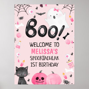 Rosa Black Girl Boo Halloween Birthday Välkommen Poster