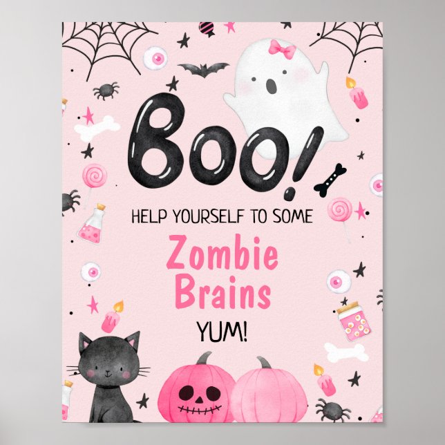 Rosa Black Girl Boo Halloween Födelsedagsfest Sign Poster (Framsidan)