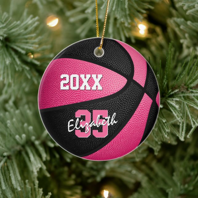 rosa Black girly sport memento basketball Julgransprydnad Keramik (Träd)