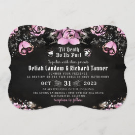 Rosa Black Gothic Ro & Skeleton "Tillsammans med" Inbjudningar