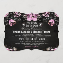 Rosa & Black Gothic Ro & Skeletons Bröllop