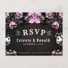 Rosa & Black Gothic Rosor & Skeleton OSA Postcard Vykort