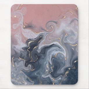 Rosa Black Grått Decorative Watercolor Marble Musmatta