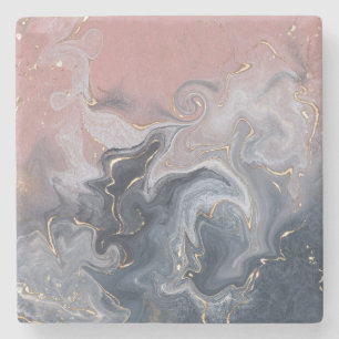 Rosa Black Grått Decorative Watercolor Marble Stenunderlägg