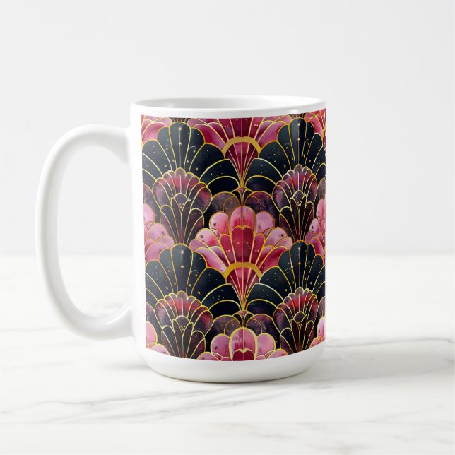 ROSA BLACK GULD ART DECO MÖNSTER KAFFEMUGG (Vänster)