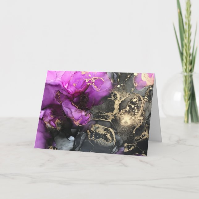 Rosa Black Guld Celestial Heavens Blank Notecard Tack Kort (Framsida)