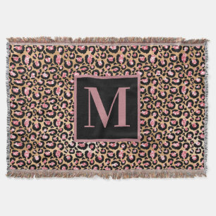 Rosa Black Guld Cheetah/Leopard Monogram Initial Filt