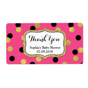 Rosa Black Guld Confetti Baby Shower-etiketter Fraktsedel