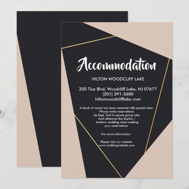 Rosa Black & guld geometri rymmer djurutrymme Inbjudningar (Fram/baksida)