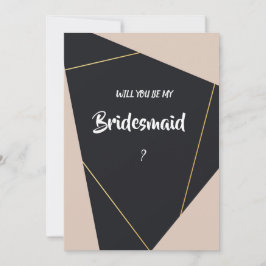 Rosa Black & guld geometric Bridesmaid Inbjudningar