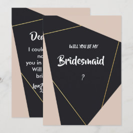 Rosa Black & guld geometric Bridesmaid Inbjudningar