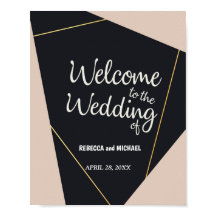 Rosa Black & guld geometric Bröllop