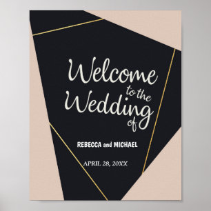 Rosa Black & guld geometric Bröllop Poster
