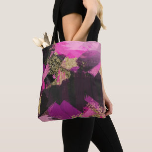 Rosa Black Guld Glitter Modern Push Glam Grunge Tygkasse