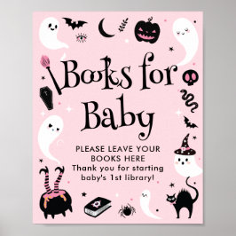 Rosa Black Halloween Baby Shower Bokar för Baby Poster