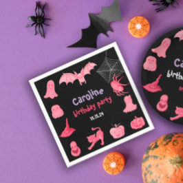 Rosa Black Halloween födelsedagsfest Napkin Pappersservett