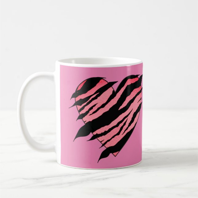 Rosa & Black Heart Design Classic Mugg (Vänster)