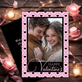 Rosa & Black Hearts Lycklig Valentines Anpassnings Julkort