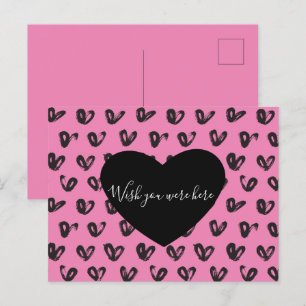 Rosa Black Hearts Vykort