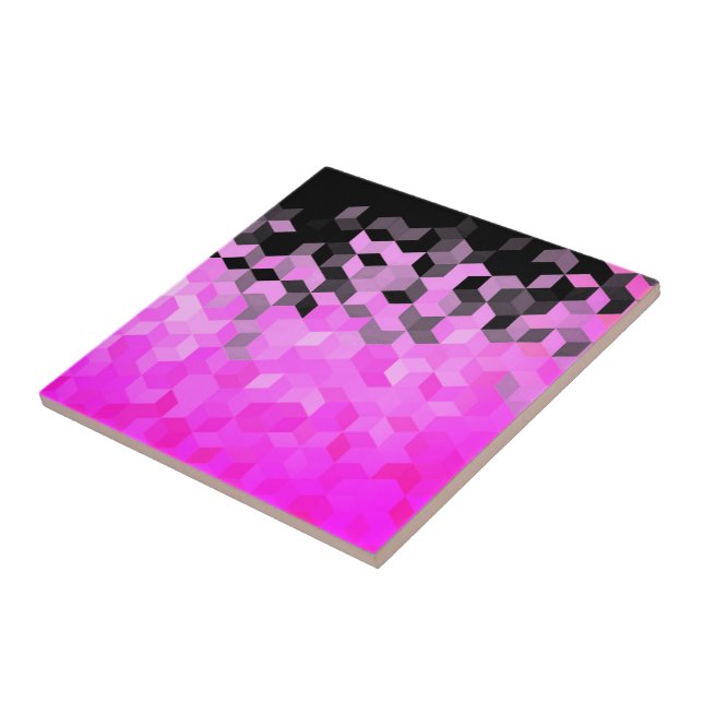 Rosa Black Honeycomb Mönster - Välj Färg Kakelplatta (Sidan)