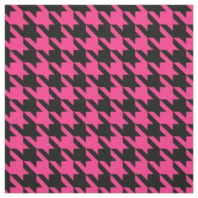 Rosa Black Houndstooth Check Tyg (Provkarta)