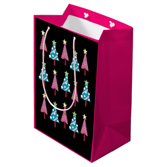 Rosa Black Julgranar Gift Bags (Baksidan Vinklad)