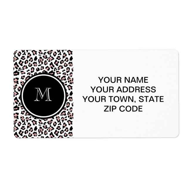 Rosa Black Leopard Animal Print med Monogram Fraktsedel (Framsidan)