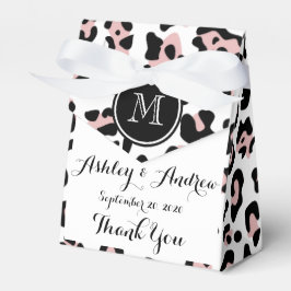 Rosa Black Leopard Animal Print med Monogram Presentaskar
