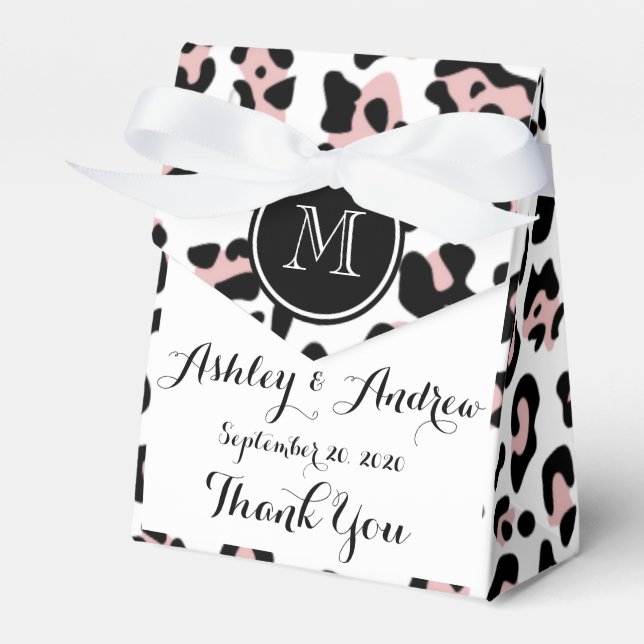 Rosa Black Leopard Animal Print med Monogram Presentaskar (Framsidan Sidan)