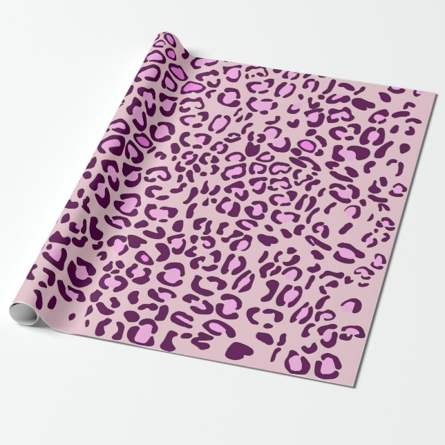 Rosa Black Leopard Animal Print Presentpapper (Utrullad)