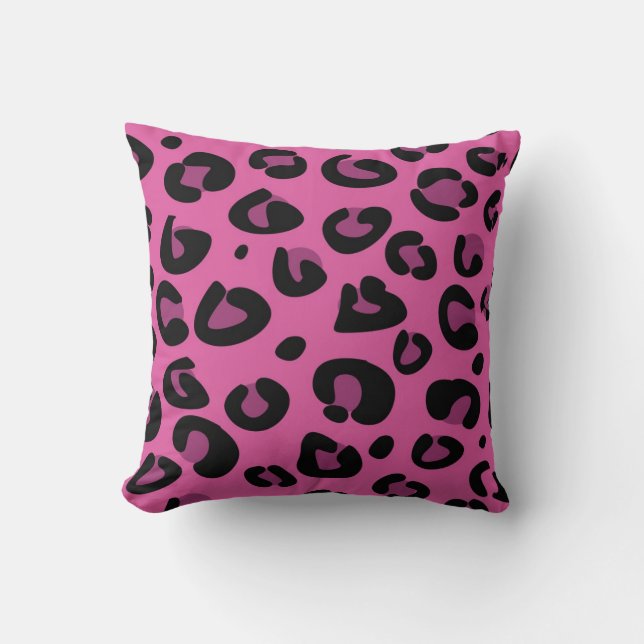 Rosa Black Leopard Cheetah Couch Dekorativ kudde (Framsida)