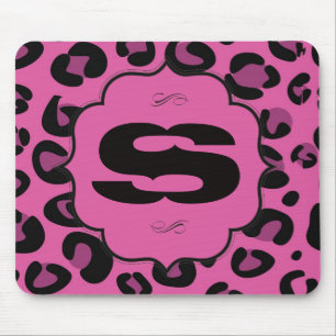 Rosa Black Leopard Cheetah Personlig Mousepad Musmatta