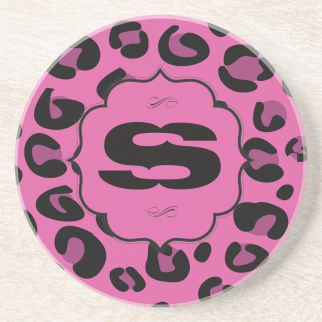 Rosa Black Leopard Cheetah Print Animal Underlägg (Framsidan)