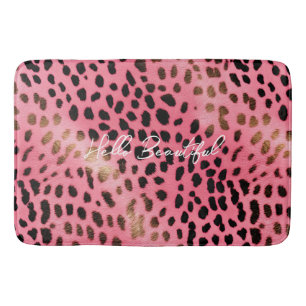 Rosa Black Leopard Print Abstrakt Badrumsmatta