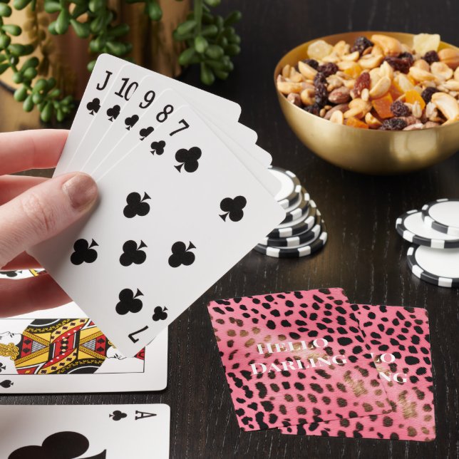 Rosa Black Leopard Print Abstrakt Casinokort (På plats)